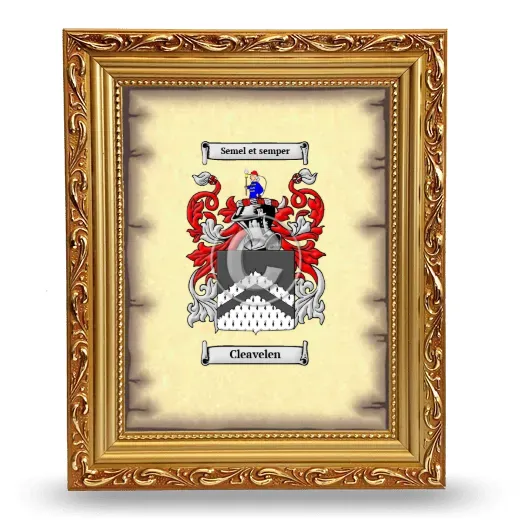 Cleavelen Coat of Arms Framed - Gold