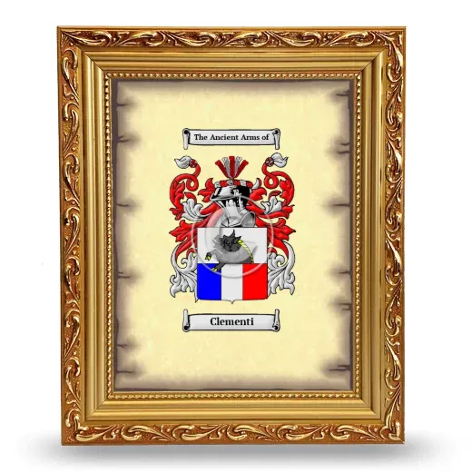 Clementi Coat of Arms Framed - Gold