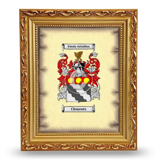 Clements Coat of Arms Framed - Gold