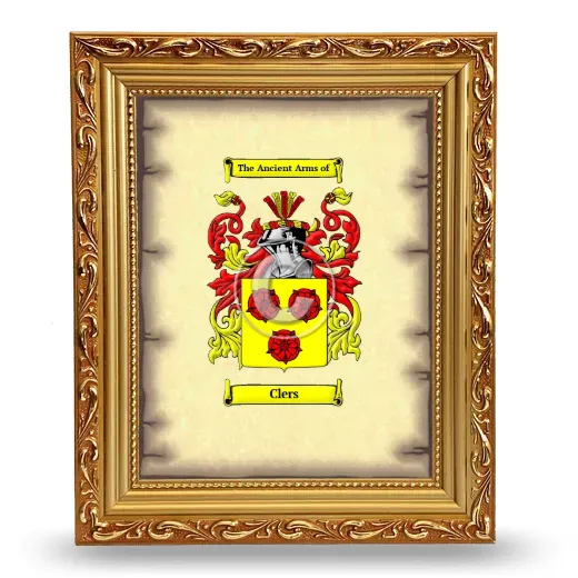 Clers Coat of Arms Framed - Gold
