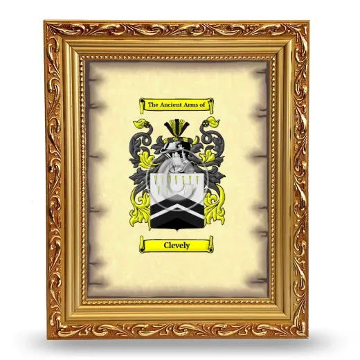 Clevely Coat of Arms Framed - Gold