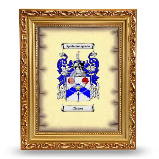 Clewer Coat of Arms Framed - Gold