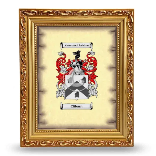 Cliburn Coat of Arms Framed - Gold