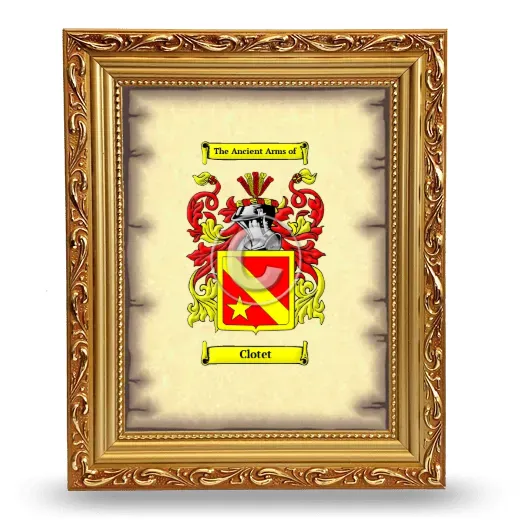 Clotet Coat of Arms Framed - Gold