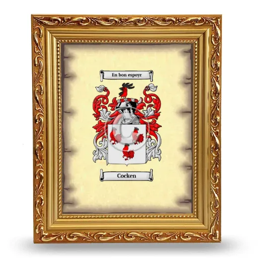 Cocken Coat of Arms Framed - Gold