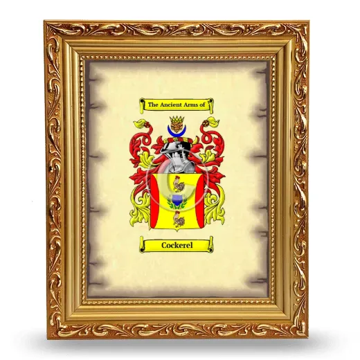 Cockerel Coat of Arms Framed - Gold