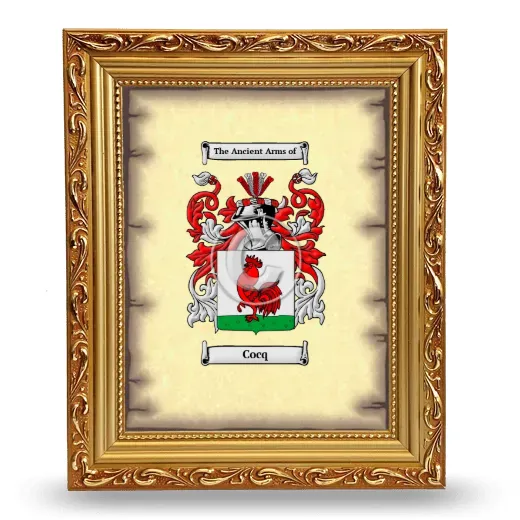 Cocq Coat of Arms Framed - Gold