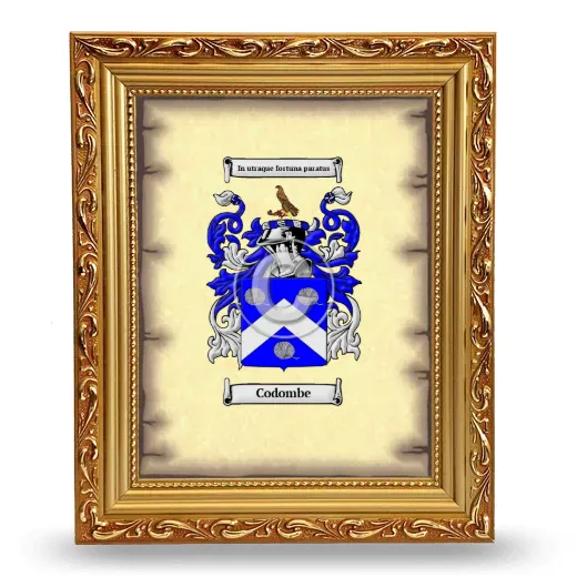 Codombe Coat of Arms Framed - Gold