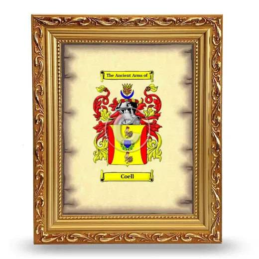 Coell Coat of Arms Framed - Gold