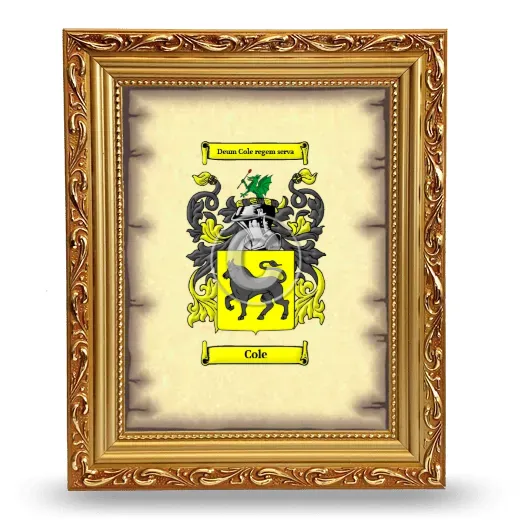 Cole Coat of Arms Framed - Gold