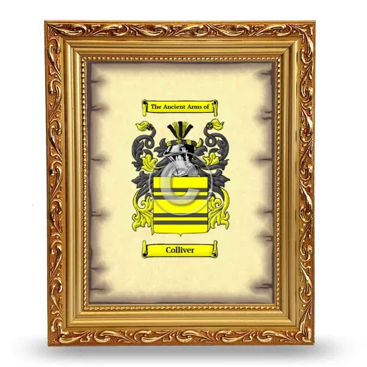 Colliver Coat of Arms Framed - Gold