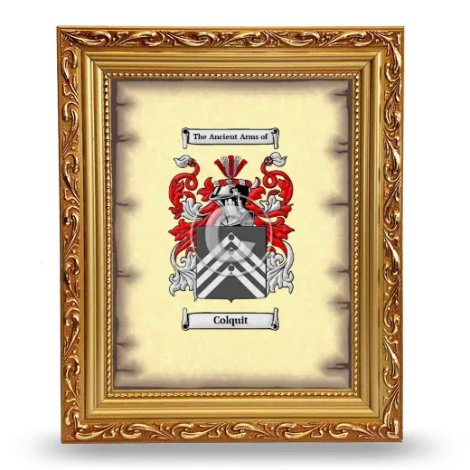 Colquit Coat of Arms Framed - Gold