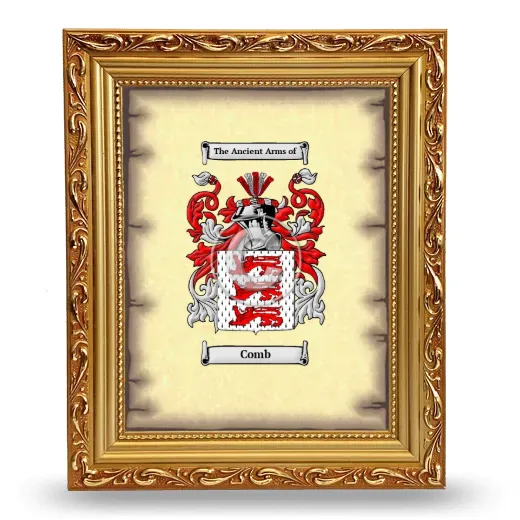 Comb Coat of Arms Framed - Gold