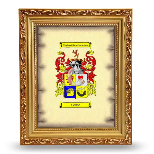Come Coat of Arms Framed - Gold