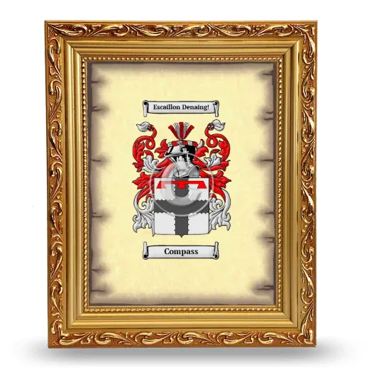 Compass Coat of Arms Framed - Gold