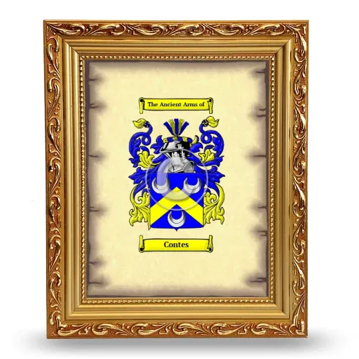 Contes Coat of Arms Framed - Gold