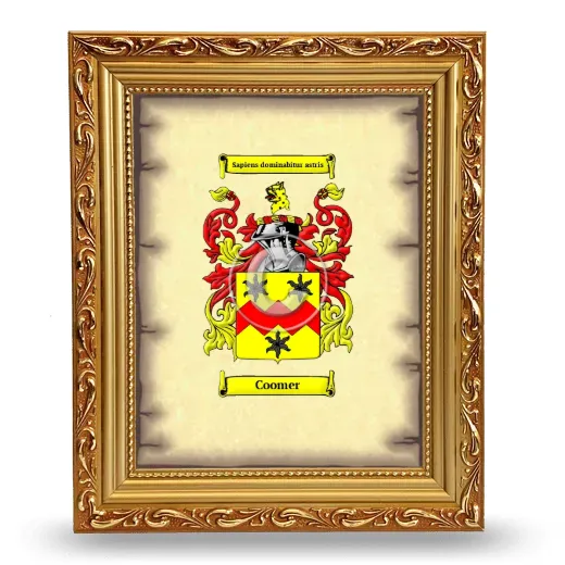 Coomer Coat of Arms Framed - Gold