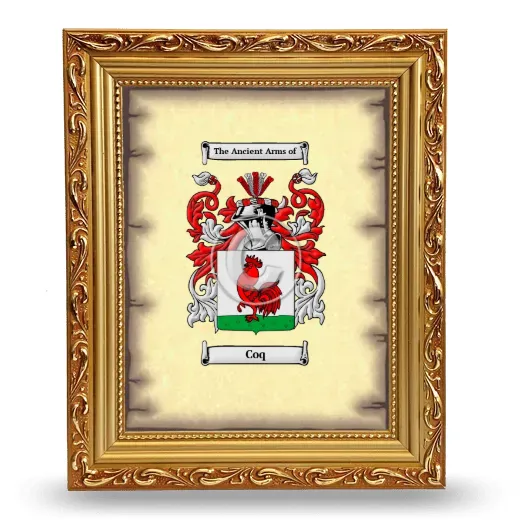 Coq Coat of Arms Framed - Gold