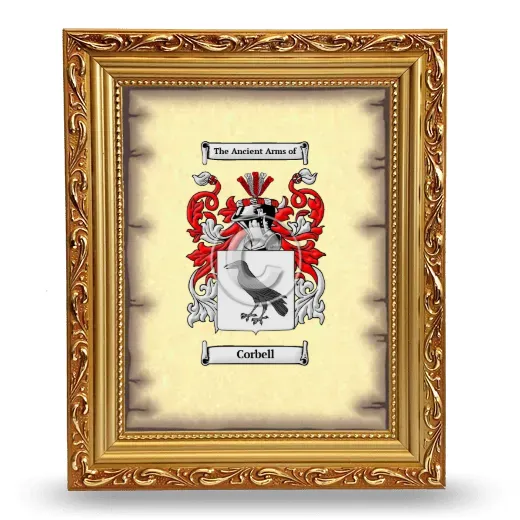 Corbell Coat of Arms Framed - Gold