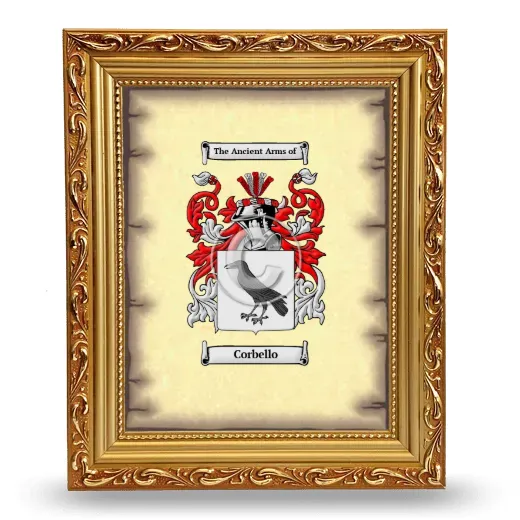 Corbello Coat of Arms Framed - Gold