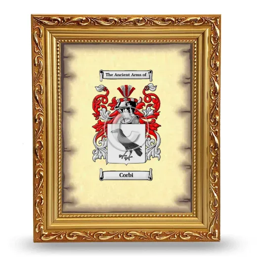 Corbi Coat of Arms Framed - Gold