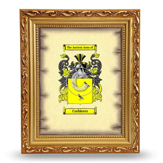 Corbieres Coat of Arms Framed - Gold
