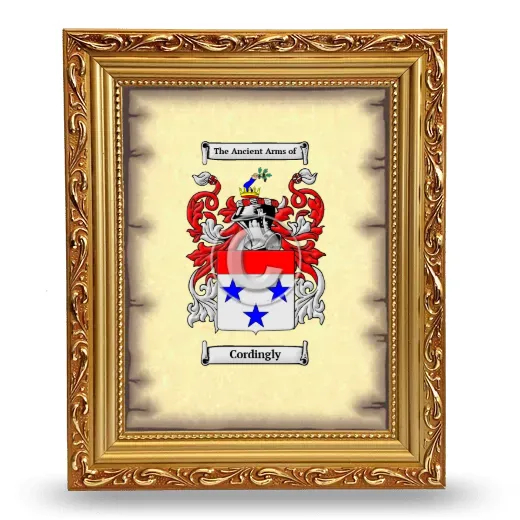 Cordingly Coat of Arms Framed - Gold