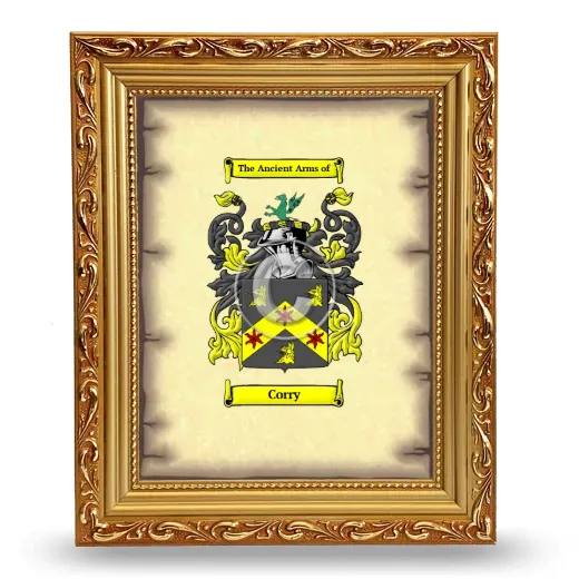 Corry Coat of Arms Framed - Gold