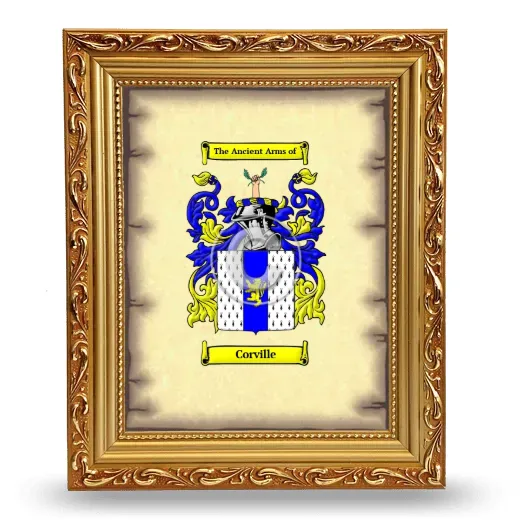 Corville Coat of Arms Framed - Gold