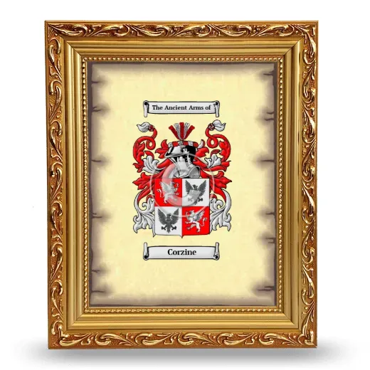 Corzine Coat of Arms Framed - Gold