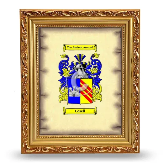 Cosell Coat of Arms Framed - Gold