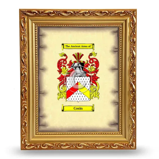 Cosin Coat of Arms Framed - Gold