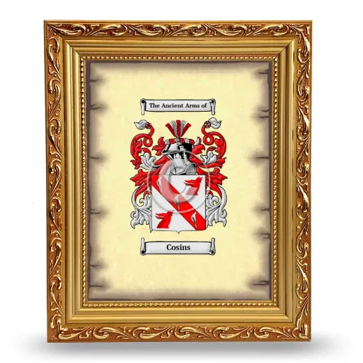 Cosins Coat of Arms Framed - Gold