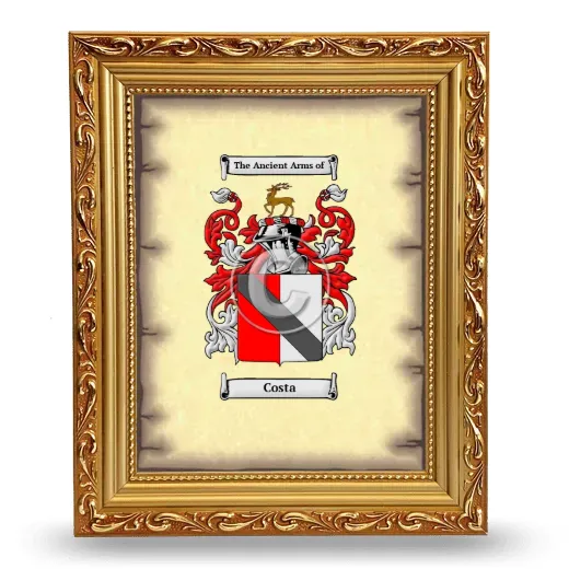 Costa Coat of Arms Framed - Gold