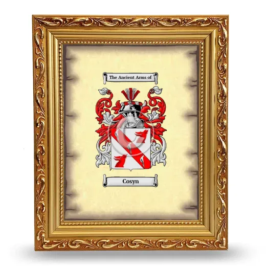 Cosyn Coat of Arms Framed - Gold
