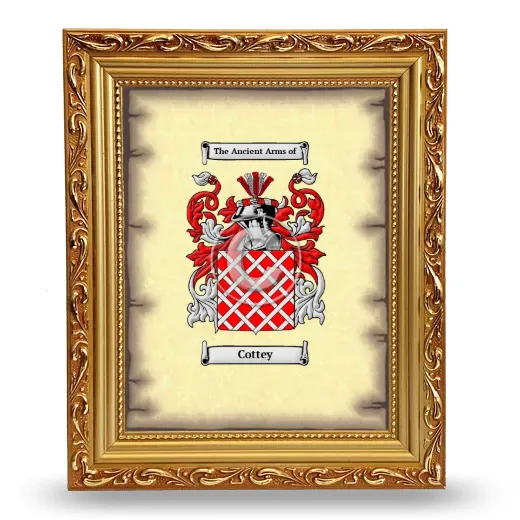 Cottey Coat of Arms Framed - Gold