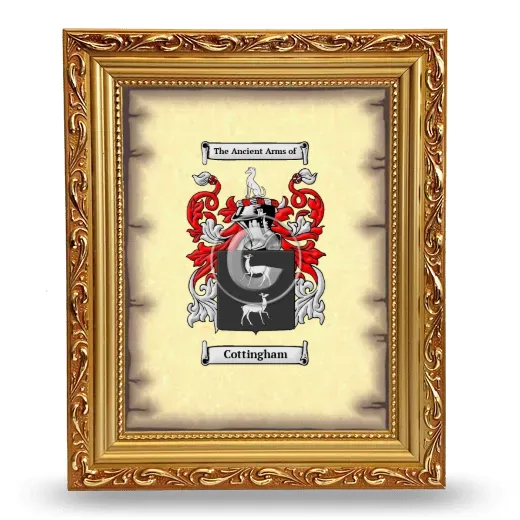 Cottingham Coat of Arms Framed - Gold