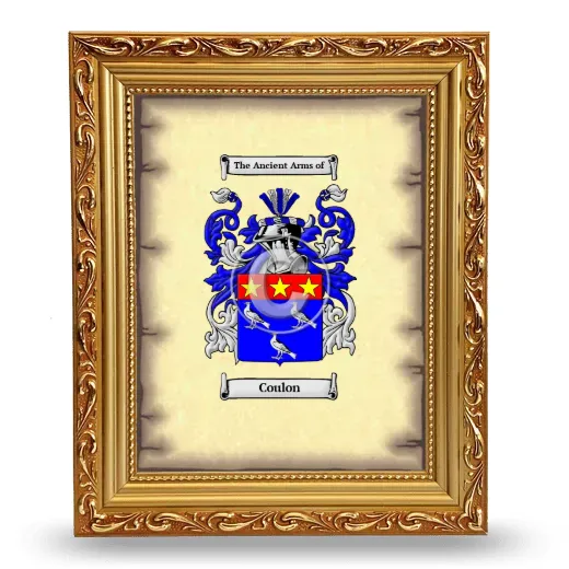Coulon Coat of Arms Framed - Gold