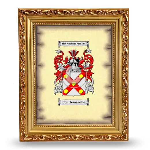 Courtemanche Coat of Arms Framed - Gold
