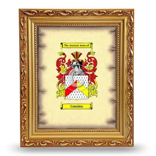 Cousins Coat of Arms Framed - Gold