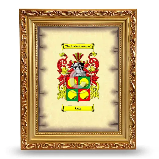 Cox Coat of Arms Framed - Gold