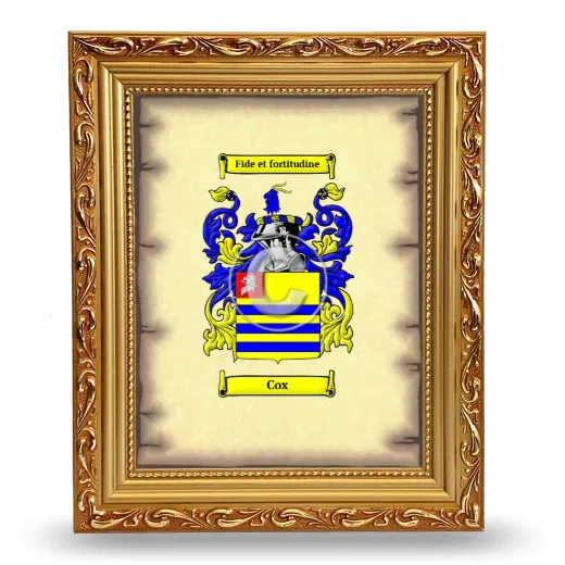 Cox Coat of Arms Framed - Gold