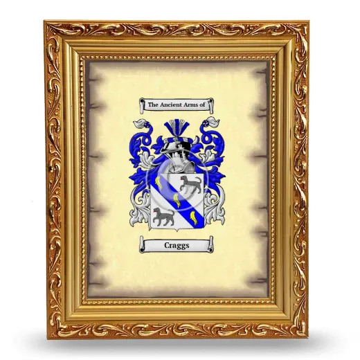 Craggs Coat of Arms Framed - Gold