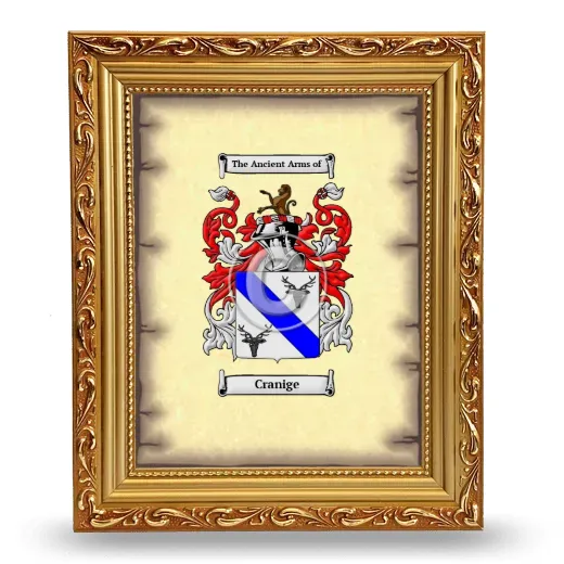 Cranige Coat of Arms Framed - Gold