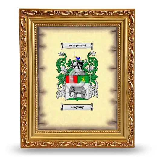 Craynay Coat of Arms Framed - Gold