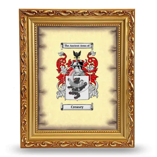 Creasey Coat of Arms Framed - Gold