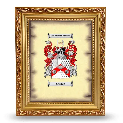 Criddle Coat of Arms Framed - Gold