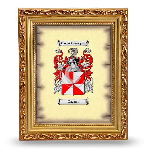 Cugnet Coat of Arms Framed - Gold