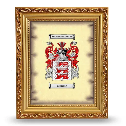 Cumme Coat of Arms Framed - Gold