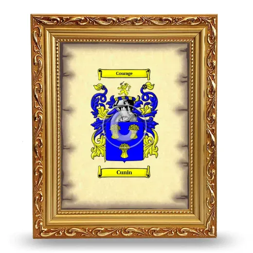 Cunin Coat of Arms Framed - Gold